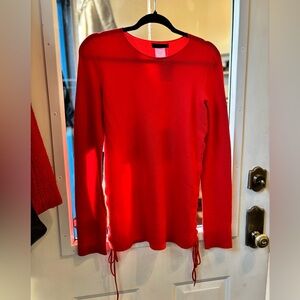 The Row Red Wool Lace Up Detail Sweater